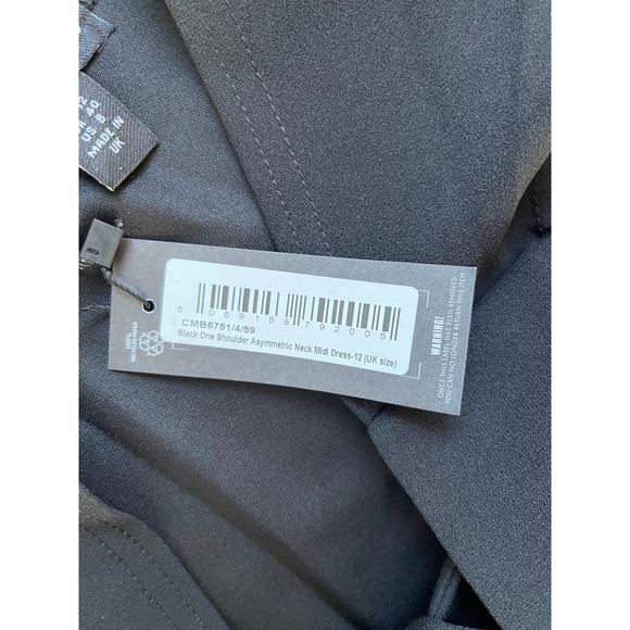 PrettyLittleThing Women's Black One Shoulder Asymmetric Neck Midi Dress - US 8 - Picture 6 of 8